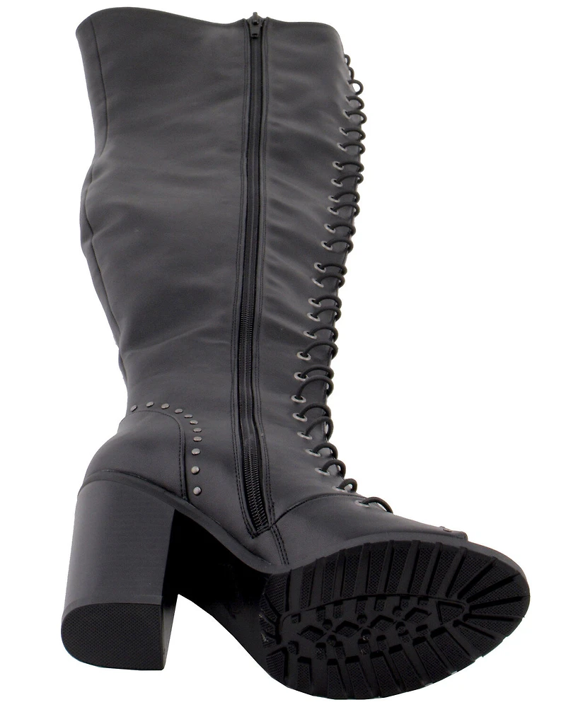Milwaukee Leather Women's Open Toe Front Knee High Boots - Round
