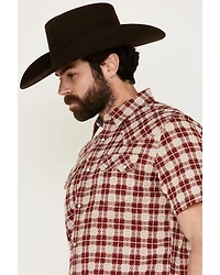 Moonshine Spirit Men's Legend Plaid Print Short Sleeve Snap Western Shirt
