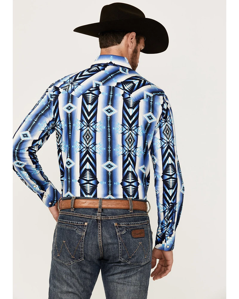 Rock & Roll Denim Men's Southwestern Print Long Sleeve Snap Stretch Western Shirt