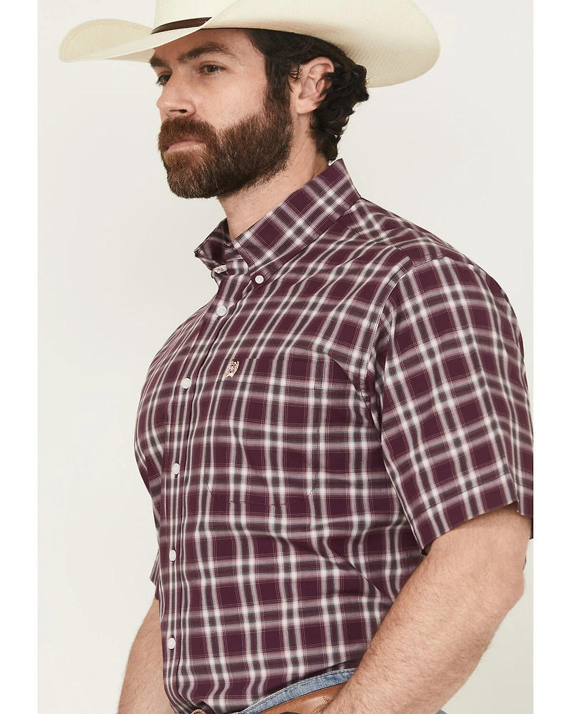 Cinch Men's Plaid Print Short Sleeve Button-Down Western Shirt - Big
