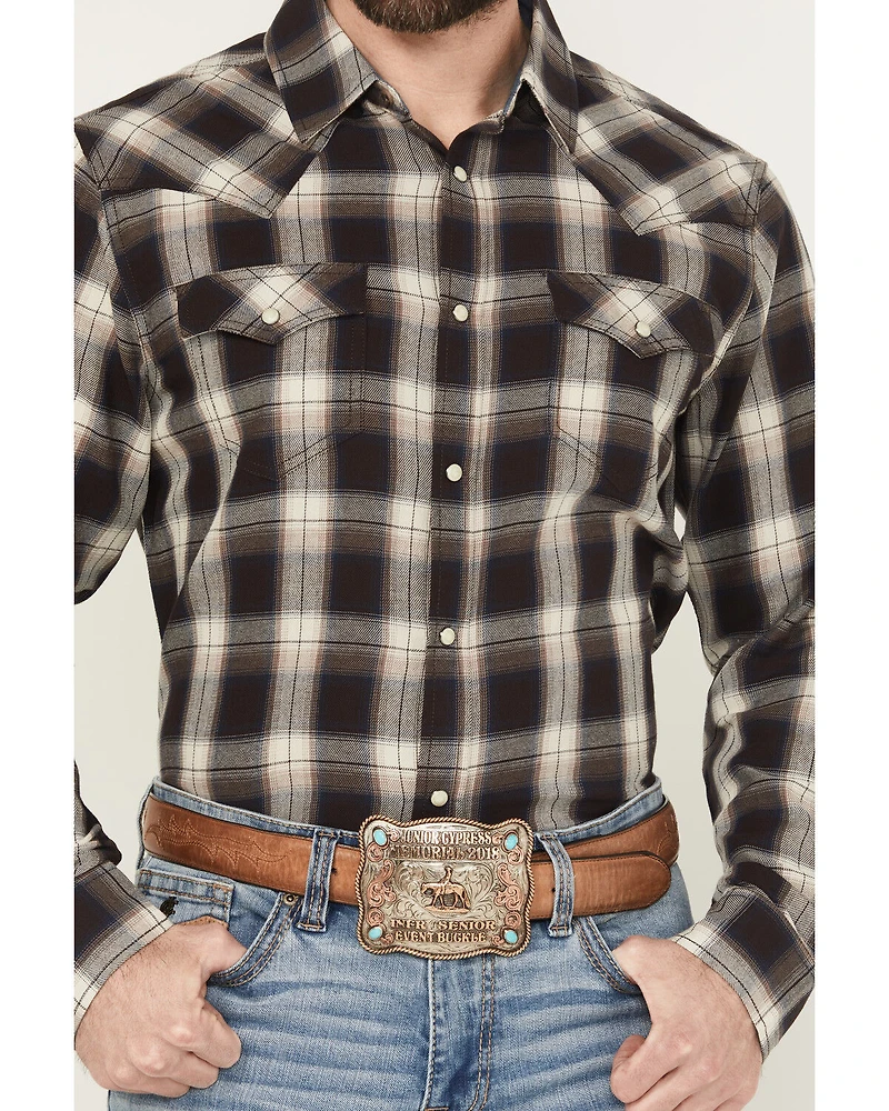 Cody James Men's Cowboy Code Plaid Print Long Sleeve Snap Western Shirt