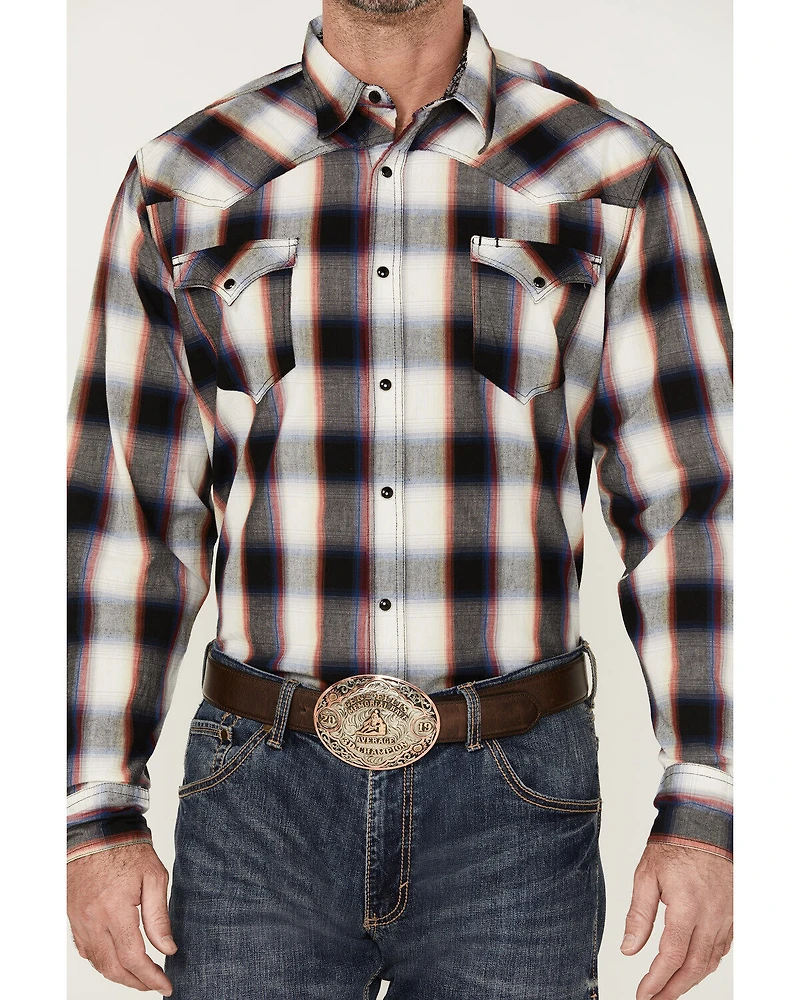 Roper Men's Large Ombre Plaid Long Sleeve Snap Western Shirt