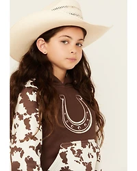 Cowgirl Hardware Girls' Horseshoe Raglan Fleece Hoodie