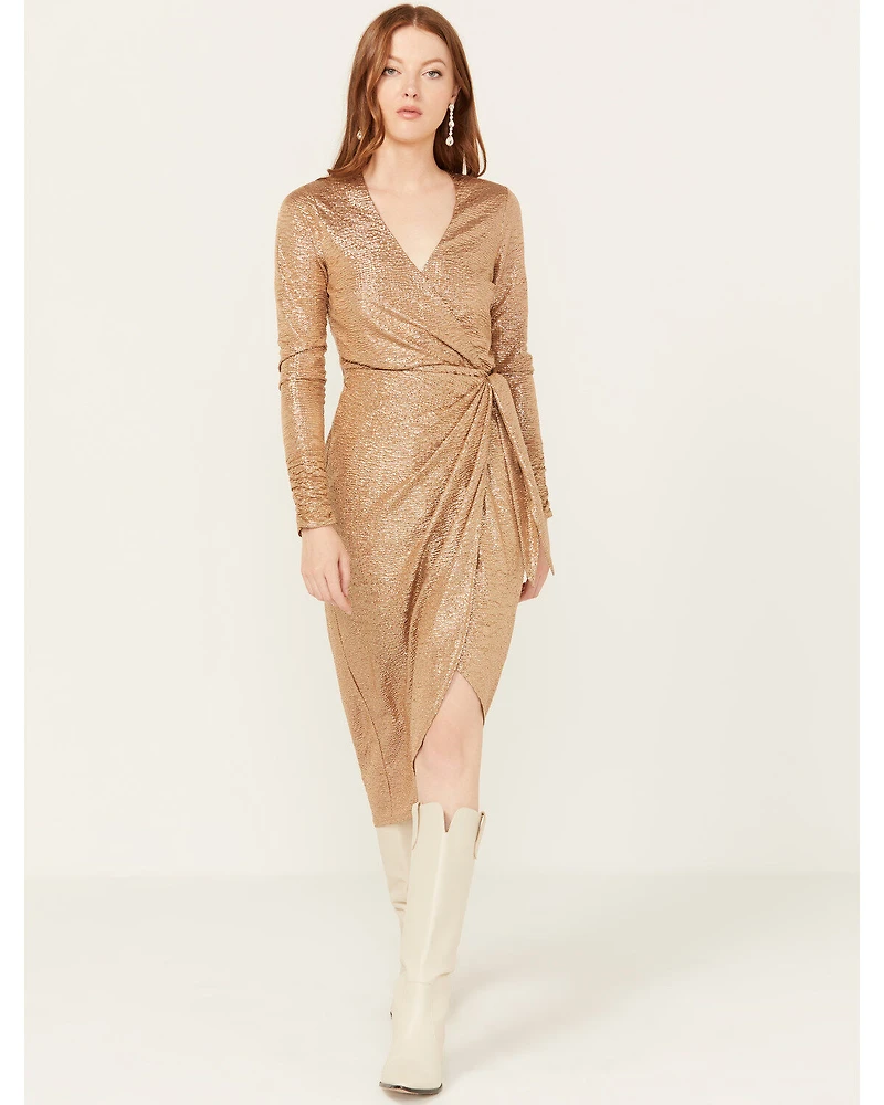 Show Me Your Mumu Women's Confetti Long Sleeve Kimora Wrap Midi Dress