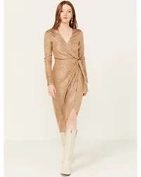Show Me Your Mumu Women's Confetti Long Sleeve Kimora Wrap Midi Dress