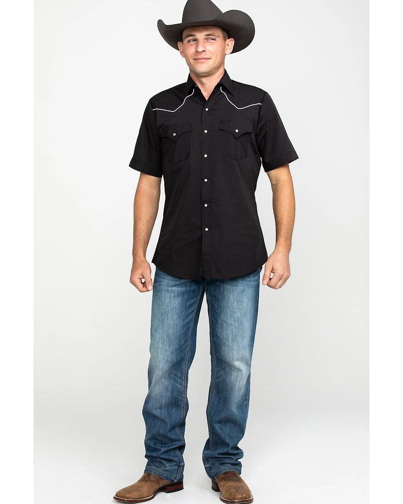 Ely Short Sleeve Black Western Shirt