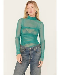 Free People Women's Under It All Ruched Mesh Bodysuit