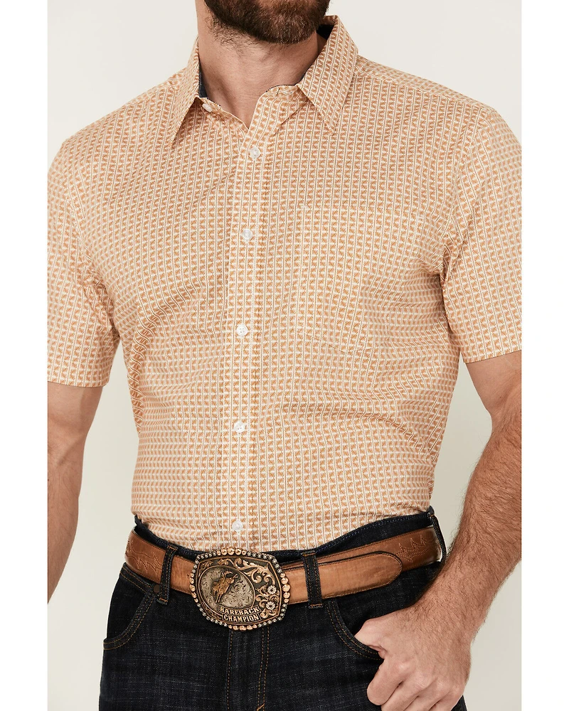 Cody James Men's Gold Coast Geo Print Short Sleeve Button-Down Stretch Western Shirt
