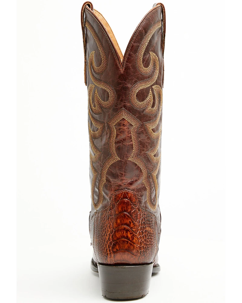 El Dorado Men's Handmade Ostrich Leg Brass Western Boots - Round Toe