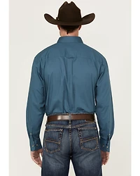 George Strait by Wrangler Men's Solid Long Sleeve Button-Down Stretch Western Shirt