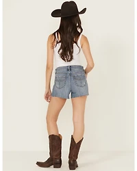 Shyanne Women's Novelty Western Studded Medium Wash High Rise Stretch Denim Shorts