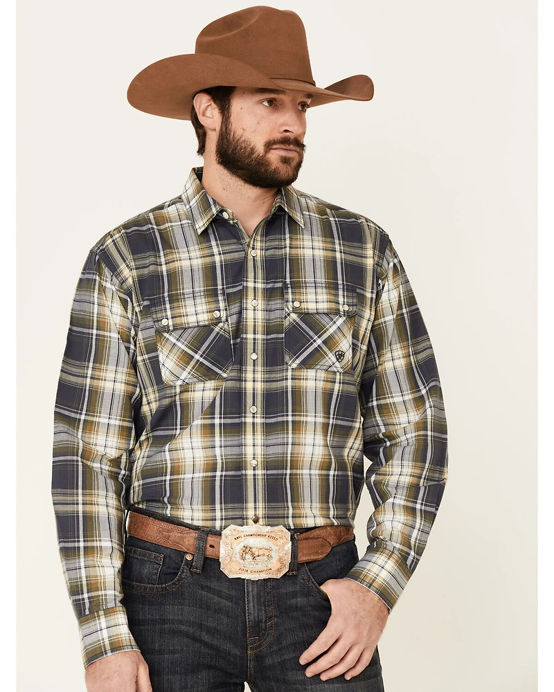 Ariat Men's Axel Large Ombre Retro Plaid Long Sleeve Western Shirt