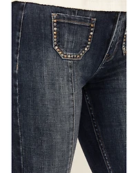 Idyllwind Women's Hadley Dark Wash High Rise Embellished Flare Stretch Denim Jeans