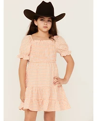 Hayden LA Girls' Gingham Print Puff Sleeve Mini Dress