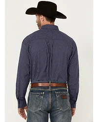 George Strait By Wrangler Men's Plaid Print Long Sleeve Button-Down Stretch Western Shirt