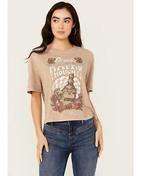 Cleo + Wolf Women's Happy Thoughts Boxy Short Sleeve Graphic Tee