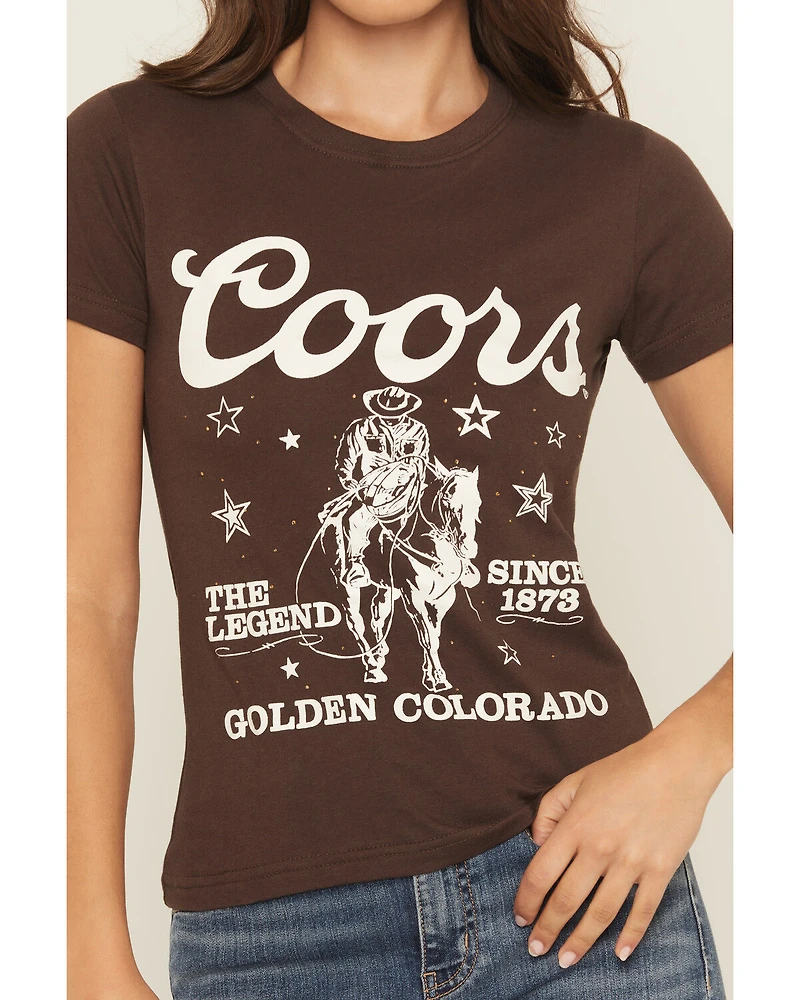 Coors Women's Rhinestone Stars Cowboy Short Sleeve Oversized Graphic Tee