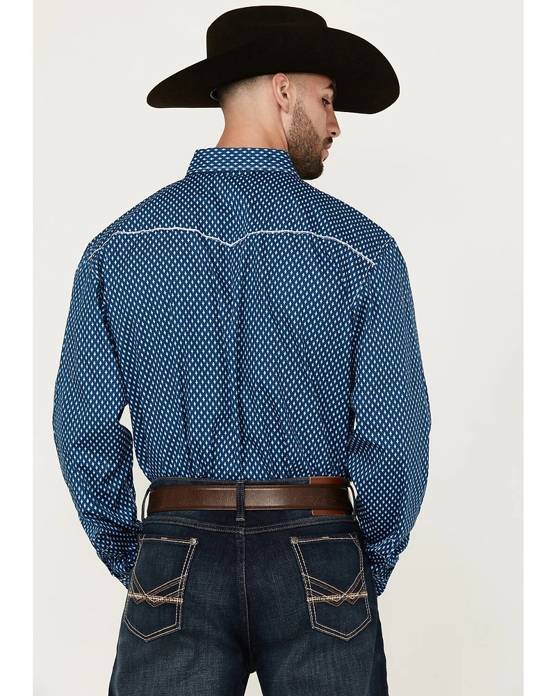 Cowboy Hardware Men's Fleur de Print Long Sleeve Pearl Snap Western Shirt