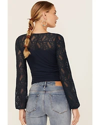 Shyanne Women's Solid Lace Long Sleeve Shirt