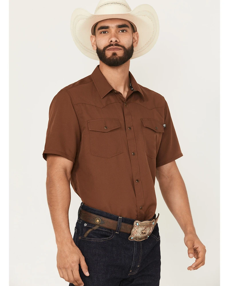 RANK 45® Men's Ridge Solid Short Sleeve Snap Performance Shirt