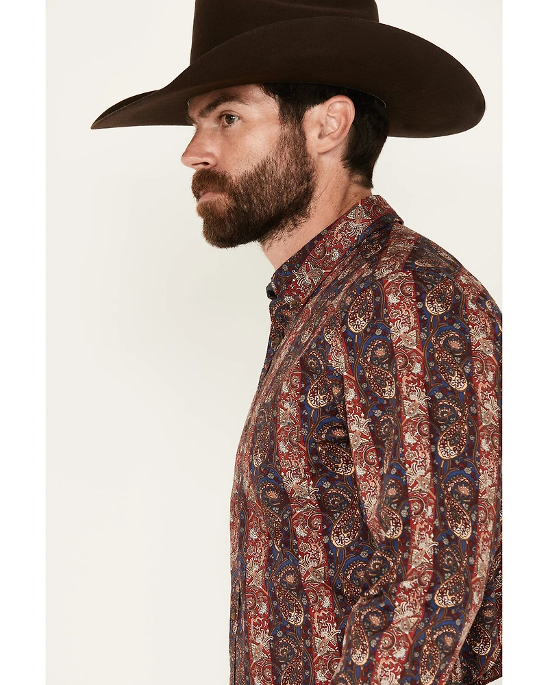 Cody James Men's Decoy Paisley Print Long Sleeve Stretch Button-Down Western Shirt