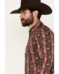 Cody James Men's Decoy Paisley Print Long Sleeve Stretch Button-Down Western Shirt