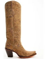 Corral Women's Stamped Floral Suede Tall Western Boots - Snip Toe