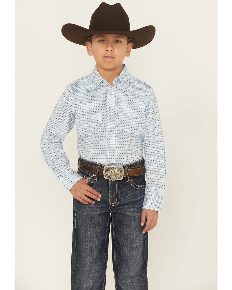 Wrangler 20X Boys' Geo Print Long Sleeve Snap Stretch Western Shirt