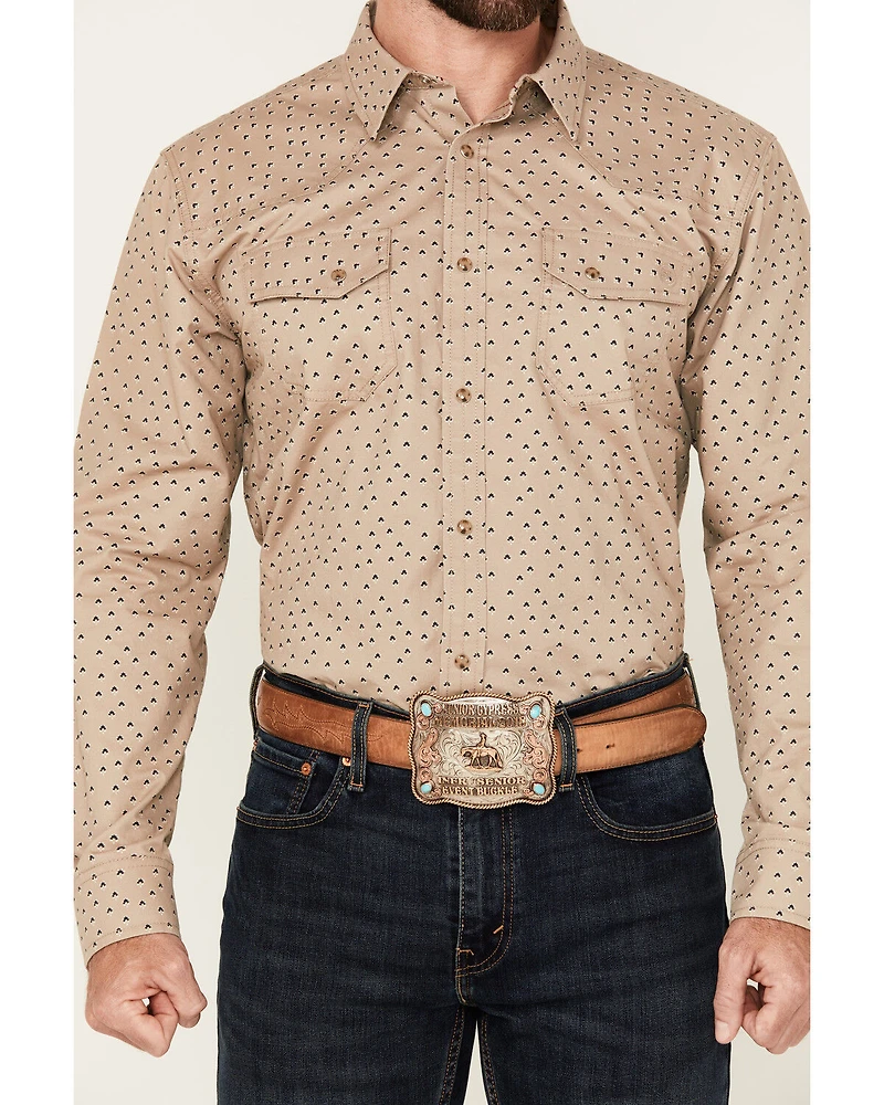 Blue Ranchwear Men's Harrison Geo Print Long Sleeve Snap Western Shirt