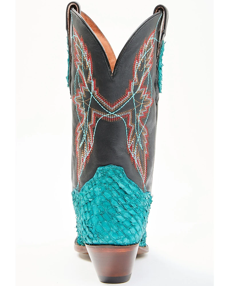 Dan Post Women's Exotic Seabass Skin Western Boots - Square Toe