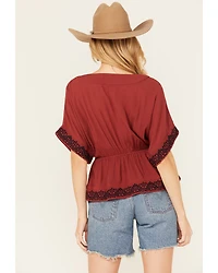 Shyanne Women's Embroidered Sleeve Peplum Top