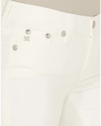 Miss Me Women's Mid Rise Wing Pocket 32" Bootcut Stretch Denim Jeans
