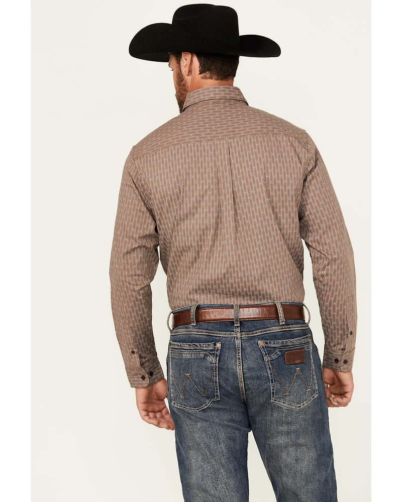 Justin Men's Boot Barn Exclusive Geo Striped Print Long Sleeve Button-Down Stretch Western Shirt