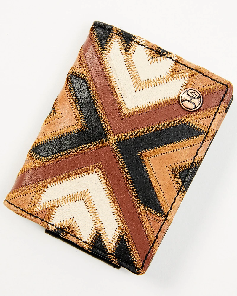Hooey Men's Patchwork Bi-Fold Money Clip Wallet