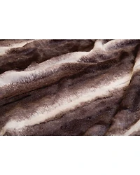 Carstens Home Brown Striped Chinchilla Plush Faux Fur Throw Blanket