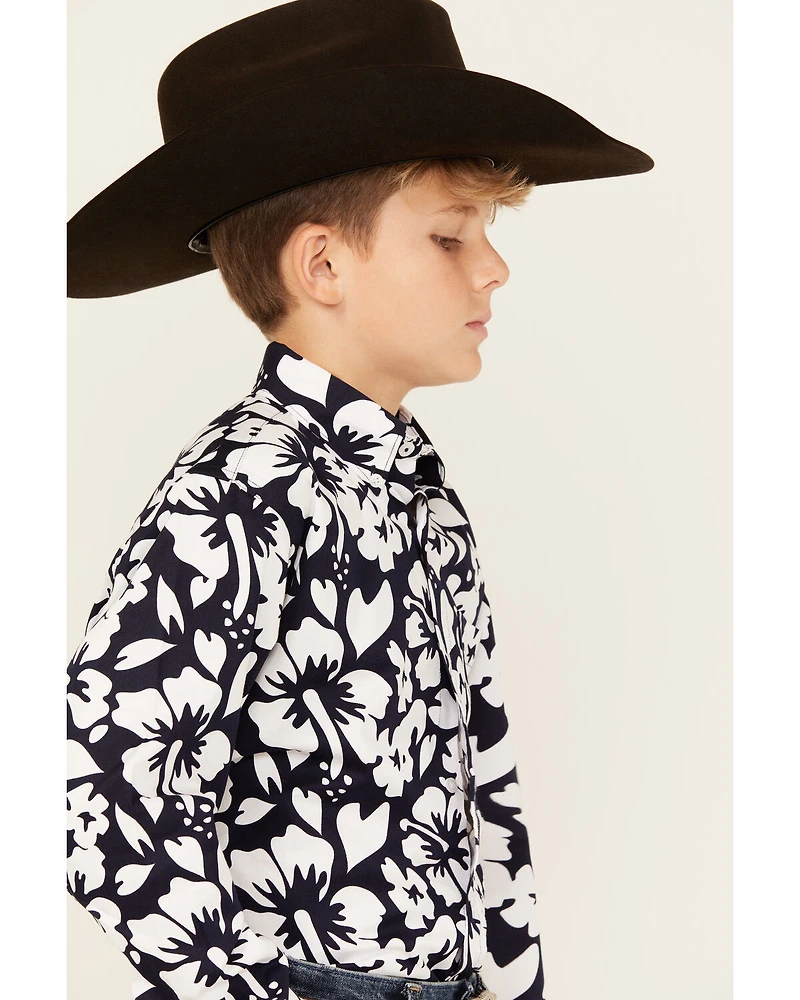 Cinch Boys' Floral Print Long Sleeve Button-Down Western Shirt