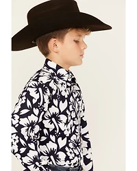 Cinch Boys' Floral Print Long Sleeve Button-Down Western Shirt