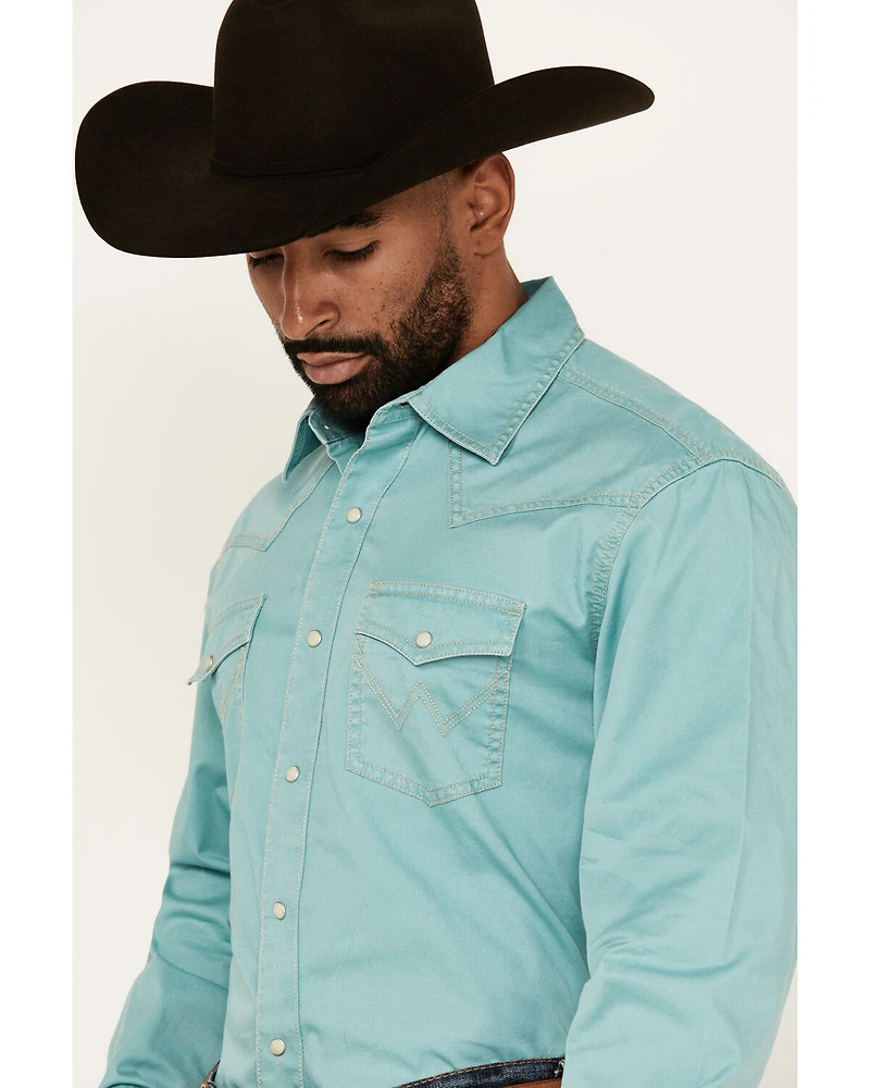 Wrangler Retro Men's Solid Long Sleeve Snap Western Shirt