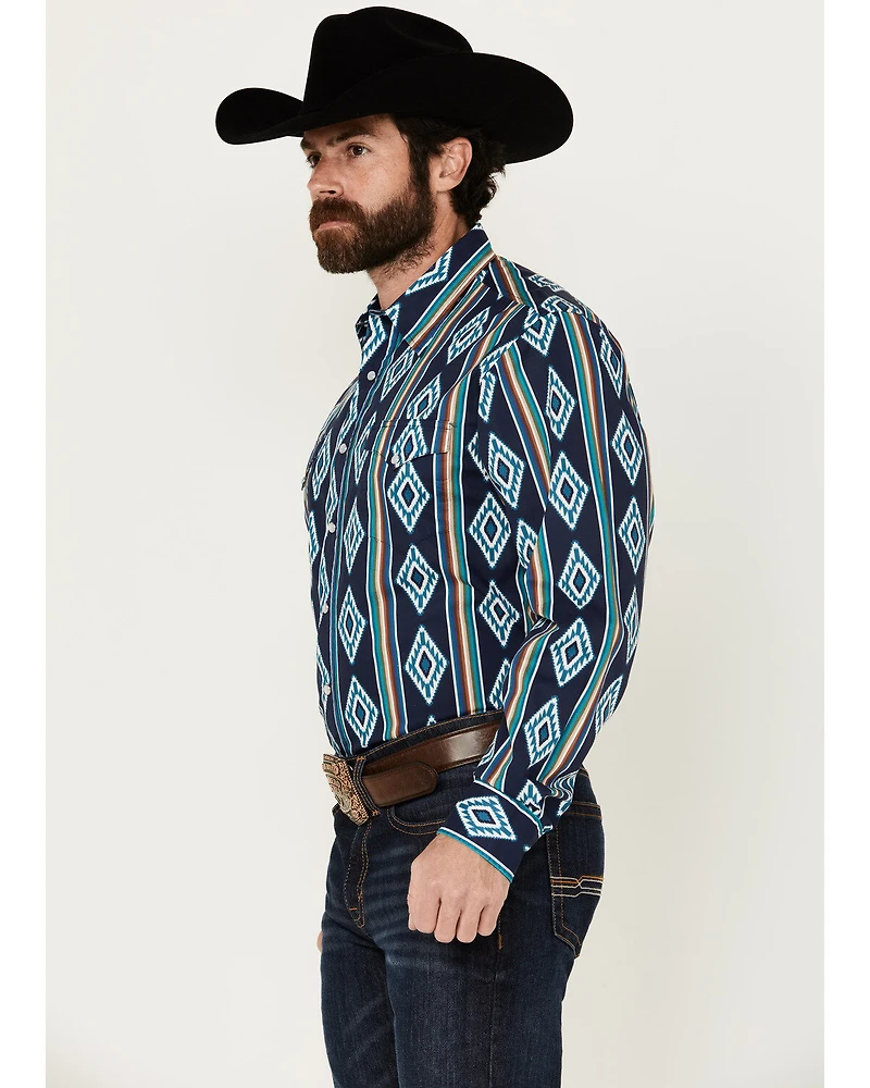 Roper Men's Vintage Southwestern Striped Print Long Sleeve Pearl Snap Western Shirt