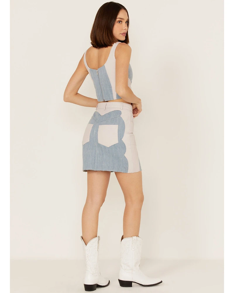 Understated Leather Women's Lil Mamma Scalloped Denim Mini Skirt