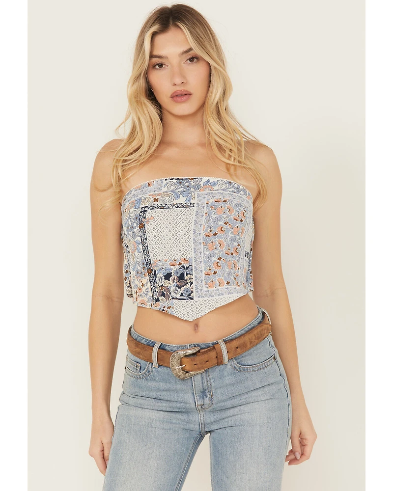 Originality Women's Patchwork Bandana Print Tube Top