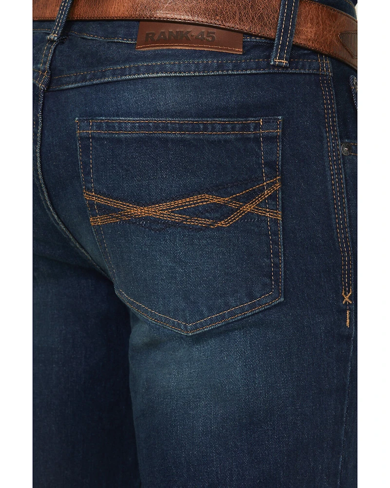 RANK 45® Men's Coyote Wash Ambush Slim Straight Durable Stretch Denim Jeans