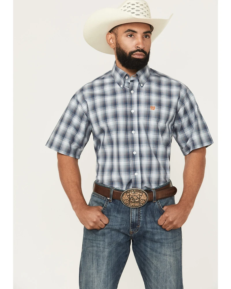 Cinch Men's Plaid Print Short Sleeve Button-Down Western Shirt