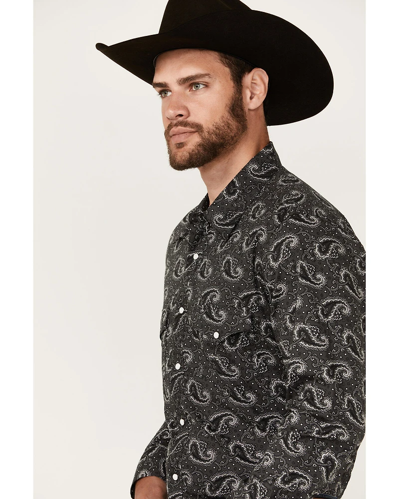 Rock & Roll Denim Men's Paisley Print Long Sleeve Snap Stretch Western Shirt