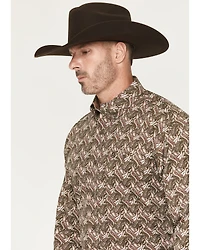 George Strait by Wrangler Men's Paisley Print Long Sleeve Button-Down Stretch Western Shirt