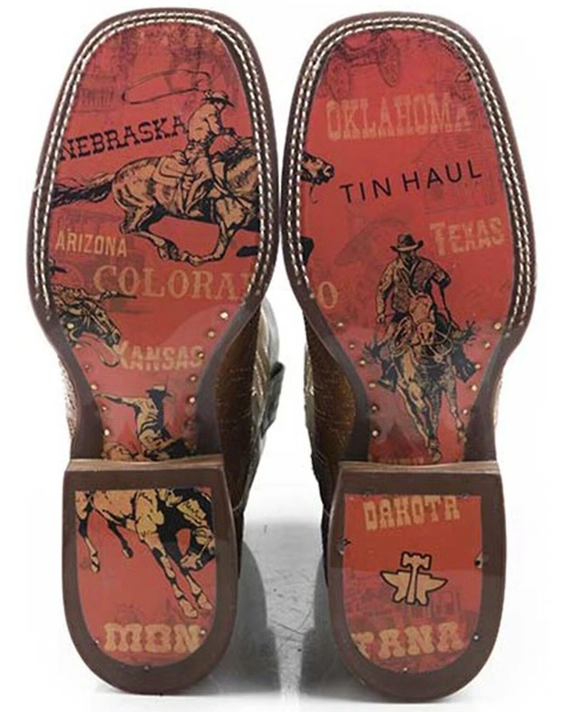 Tin Haul Men's I'm Stitches Cowboy Heritage Western Boots - Broad Square Toe