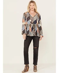 Cleo + Wolf Women's Dobbie Patchwork Top