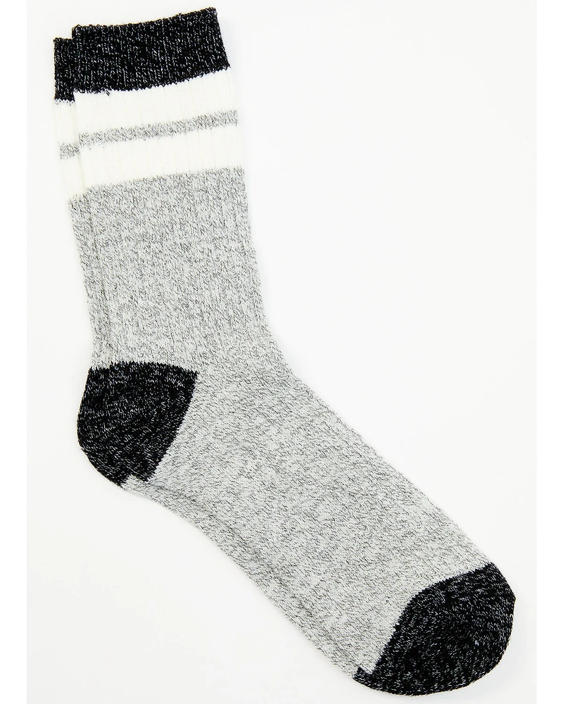Brother's and Sons Men's Gray Rugby Stripe Crew Socks
