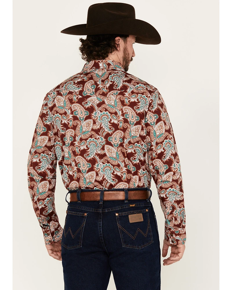 Cody James Men's Noah Paisley Print Long Sleeve Snap Western Shirt