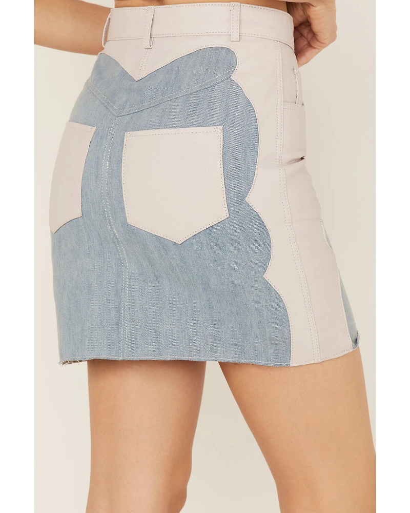 Understated Leather Women's Lil Mamma Scalloped Denim Mini Skirt